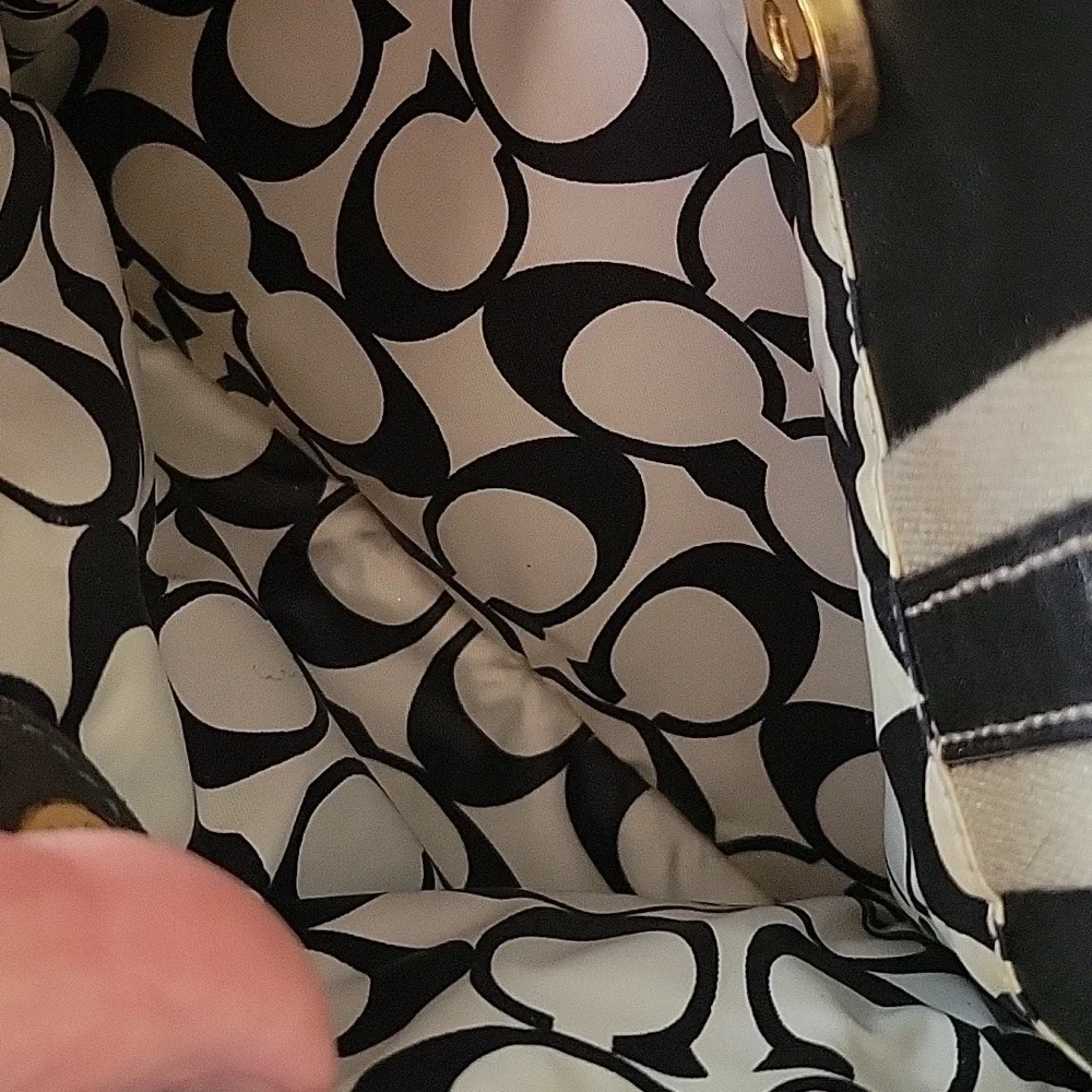 Coach Hampton Mini Nylon Shopper Tote Leather Dark Brown Leather Trim - Picture 5 of 16